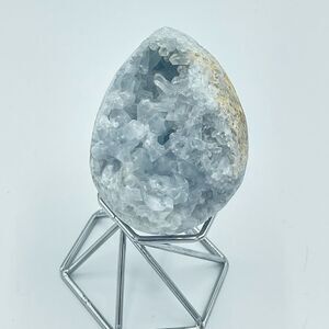 Celestine egg crystal carving stone points light blue 2.5”
